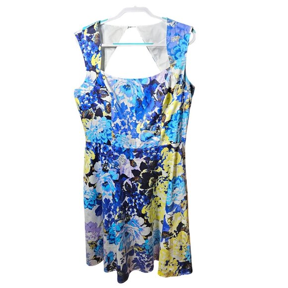New York & Co. Floral Sleeveless A-Line Dress With Open Back Cutout Size 14 - Picture 1 of 5